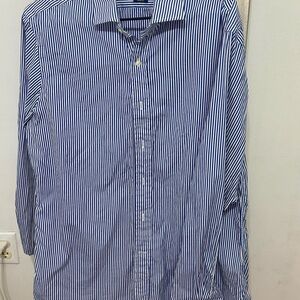 Polo by Ralph Lauren Blue and White Dress Shirt with Pinstripe Pattern